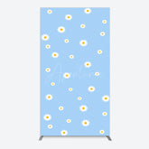 Aperturee - Aperturee Fresh Blue Spring Daisy Happy Birthday Rectangle Backdrop